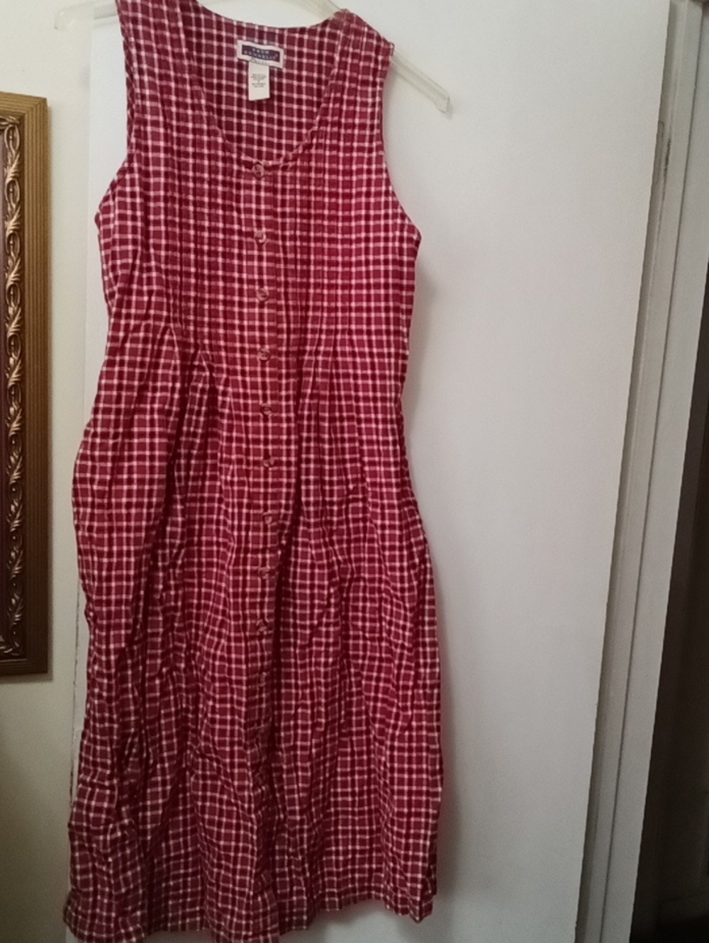 Women's BRYN CONNELLY Sleeveless Red Plaid Button-Front Midi Dress